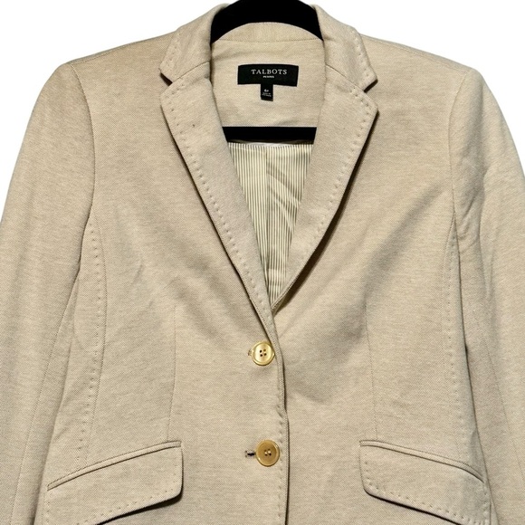 Talbots Double Button Cotton Light Tan Lightweight Blazer Size 6p - Picture 3 of 9